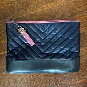Authentic Chanel Gabrielle Clutch blue and black